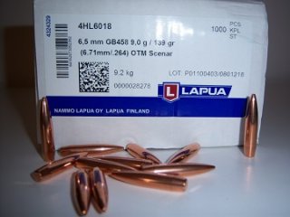 1000 St.Lapua Geschosse 6,5mm (.264Dia.)139-OTM-Scenar-HPBT-#GB458