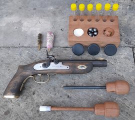 Perkussion Vorderlader Pistole in Cal. 54 mit Lade-Set