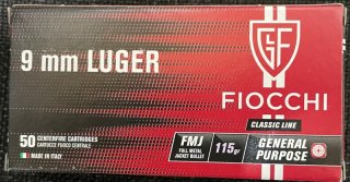 Munition Fiocchi 9mm 115gr