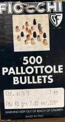 Geschoße Cal.309 ,93gr, 7,65 Browning