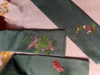 3 x Taschentuch grün Jagdmotiv