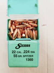 .22/.224/55 grs #1360# Sierra Spitzer Geschosse 100 stk