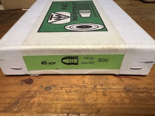 500x45. Cal .452" 200gr Bleigeschosse V.M.T.