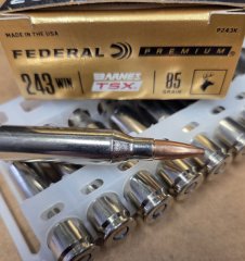 .243 Winchester /85grs. Federal No. P243K Barnes TSX Bleifrei