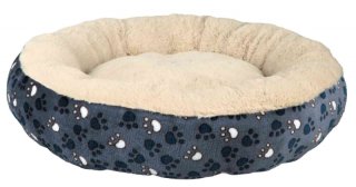 TRIXIE Hundebett TAMMY rund 50cm Durchmesser, blau/beige | Softplüsch, Polyester-Bezug, mit Kissen
