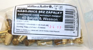 50 Stück S&B | Sellier&Bellot Wiederladehülsen S+B .40 S&W SmithWesson Boxer o. Zündhütchen V316452