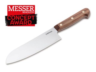 1x BÖKER Kochmesser SANTOKUMESSER ! Cottage-Craft 16cm Klinge C75 Stahl | Pflaumenhoz Griff #130497