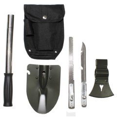 Spaten Beil Säge Messer Stiel + Tasche = SET 6in1