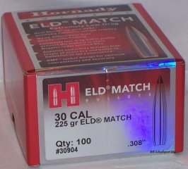 100St. Hornady Geschosse .30(.308Dia.) - 225 - ELD-MATCH - #30904