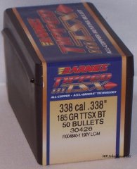 50St. BARNES .338(.338Dia.) - 185 - TTSX-BT(Tipped Triple Shock X-Bullet)-#30426 - Versand ab 6,40€