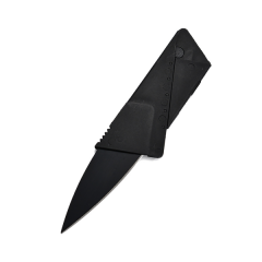 Safetycard Klappmesser mit Kunstlederetui - kleines faltbares Messer in Kreditkartengröße