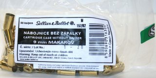 50 Stück S&B | Sellier&Bellot Wiederladehülsen S+B 9mm MAKAROV | Boxer ohne Zündhütchen V316302