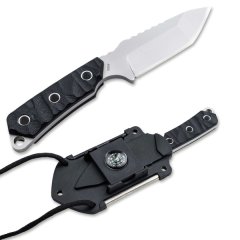 1 x BÖKER MAGNUM Survival Neckup Backup Messer 7.1cm Klinge 440A Stahl inkl. Feuerstahl + Kompass !
