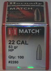 100St. HORNADY .22(.224Dia.) - 53 - HP - MATCH - #2250 - Versand ab 6,40€