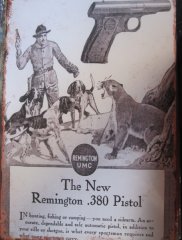 Blechwerbeschild Kopie 20x30 cm REMINGTON PISTOLE .380 ACP