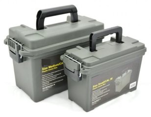 Munitionskiste Set Gr. 1+2 abschliessbar schlagfester Kunststoff Oliv– Patronenbox Transportbox Ammo