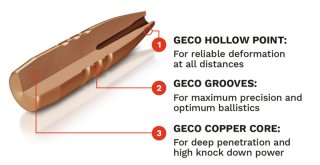 50 Stück NEUE GECO Geschosse - STAR BLEIFREI Deformation CAL 8MM S 10,4g 160gr #2426911 .323 Hohlspi