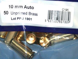 50 Stück > NEUE PPU / PrviPartizan Kurzwaffenhülsen 10mm Auto Boxerzündung / Unprimed Brass #C195