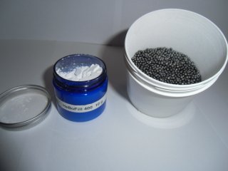 Geschossbeschichtung = hebofill 10g plus Überträgerkugeln !