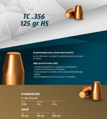 2000 St. H&N Geschosse .356 9mm TC HS 125grs - Kegelstumpf-Geschoss | Haendler&Nattermann High Speed