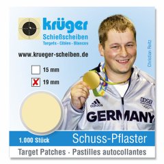 1 x 1.000 St. Schußpflaster in SPENDERPACKUNG Schuss-Pflaster ø19 mm selbstklebend CHAMOIS = Braun !