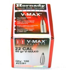 100St. HORNADY V-MAX Geschosse CAL 22 .224 50gr VARMINT #22261 | Small Game Raubwild Jagd & präzise