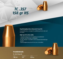 H&N Geschosse .357 TC HS 158gr. 500St. (.357Mag)