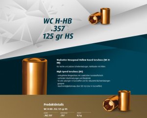 H&N Geschosse .357 WC H-HB HS 125gr. 500St. (.357Mag. .38Spec.)