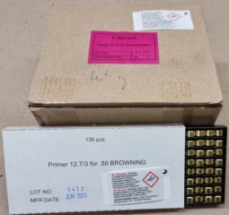 .50 BMG Zünder Ginex 136stk. # SSZ Berka
