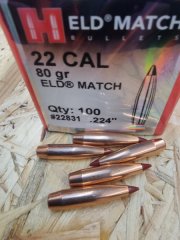 .22/.224/80grs. ELD Match Hornady 100 stk #22831#SSZ Berka