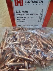 6,5mm-.264/140grs ELD-Match Hornady Small Batch (Match Pack) Geschosse 500 Stk. No. 263311 #