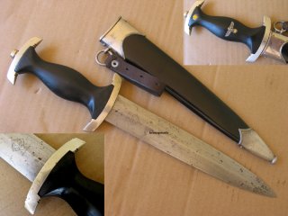 XX Dolch komplett mit Griff, Parierstangen und Scheide.