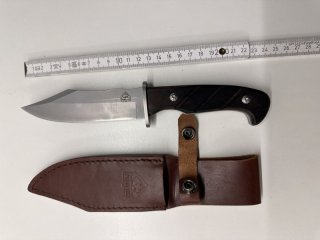 Puma TEC Gürtelmesser 161312 – Clip-Point Klinge (12,5 cm), Sandelholz & Lederscheide