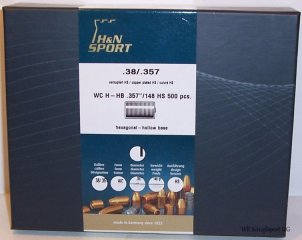 500 H&N .38(.357Dia.) - 148 - WC-H-HB - verkupfert-HIGH-SPEED - 500er Box