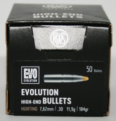 50 Stück NEUE RWS Geschosse - EVOLUTION (Blei-Deformation) 7,62mm/.308 - 11,9g/184gr (#215959)