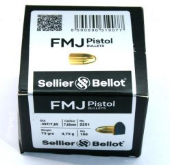 100 Stück S&B | Sellier&Bellot Geschosse #V319072 / 7,65Browning/.32Auto - .309/7,85- 73grs FMJ