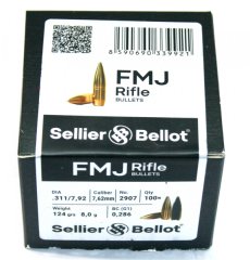 100 Stück S&B | Sellier&Bellot Geschosse #2907 | 7,62* .303 Brit, Dia .311 7,92 - 123grs / 7,97g FMJ