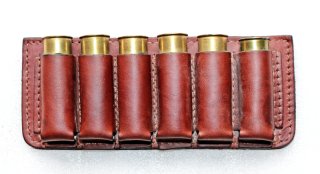 Hochwertiges GÜRTEL PATRONENETUI für 6 Schrotpatronen aus Leder