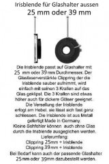 Irisblende mit Halteclip für Glashalter 25 mm und 39 mm