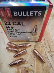 .22/.224/55grs. FMJ-BT Hornady Geschosse 100 stk #2267#