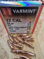 .22/.224/55grs SP WC Hornady No. 2266 Geschosse 100 Stk.