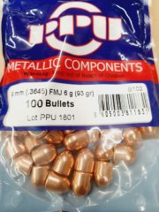 9mm/.3645/93grs FMJ Geschosse Makarov PPU B-102 500 stk