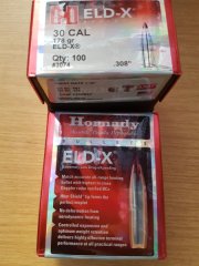 .30-.308/178grs Hornady ELD-X No. 3074 Geschosse 100 Stk.