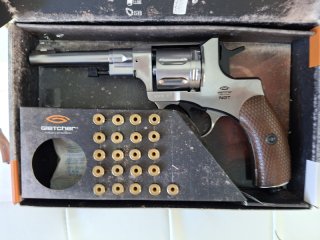 Nagant Co2 Revolver NGT Gletcher cal. 4,5 BB silber mit 21 Ladehülsen neu